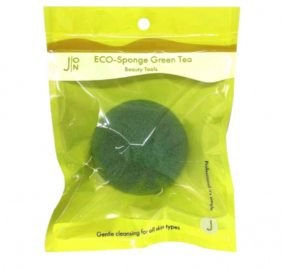 Спонж конняку для умывания зеленый час J:ON Eco-Sponge  Green Tea